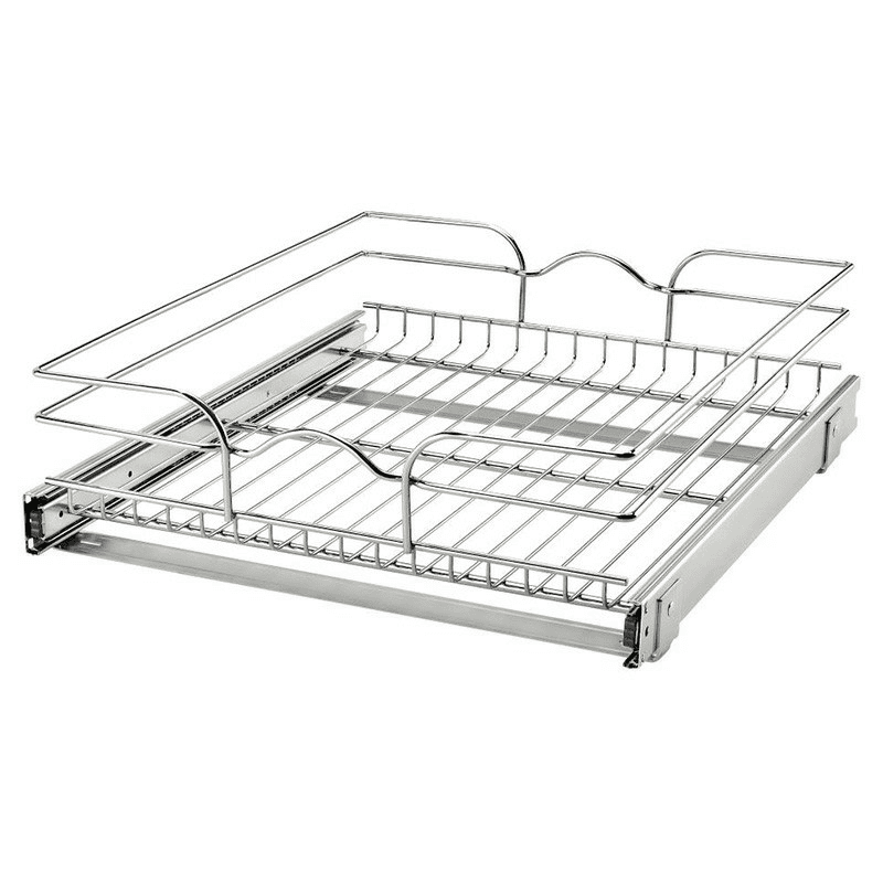 20-1/2" 1-Tier Wire Pull-Out Basket with 20" Slides, Chrome Alt 2 - Image