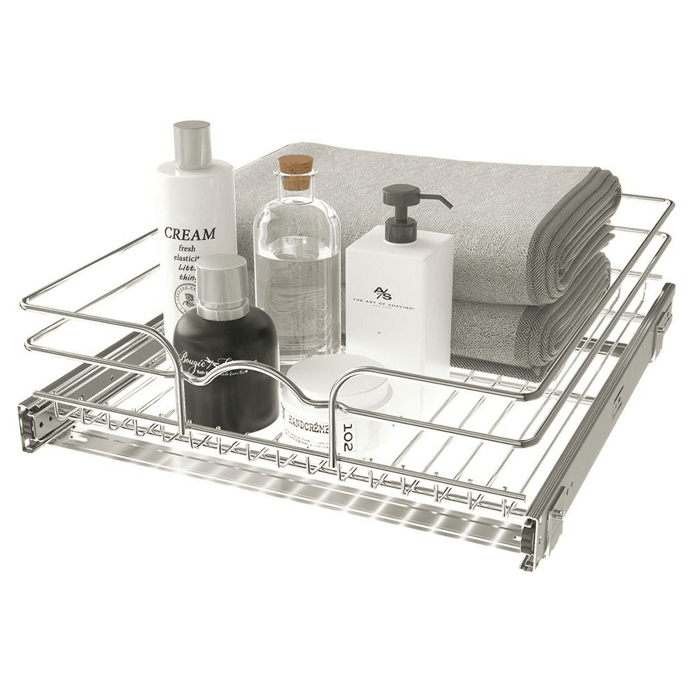 20-1/2" 1-Tier Wire Pull-Out Basket with 20" Slides, Chrome Alt 5 - Image