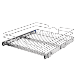 20-3/8" 1-Tier Single Pullout Wire Basket with 22" Slides, Chrome - Main Image