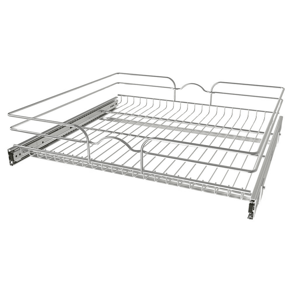 23-1/2" 1-Tier Wire Pull-Out Basket with 22" Slides, Chrome Alt 2 - Image
