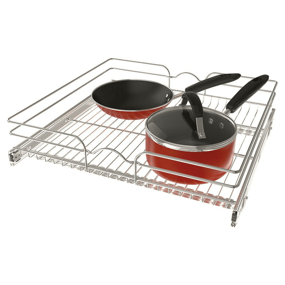 23-1/2" 1-Tier Wire Pull-Out Basket with 22" Slides, Chrome Alt 5 - Image