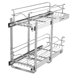 8-3/4" 2-Tier Double Pullout Wire Basket with 18" Slides, Chrome - Main Image