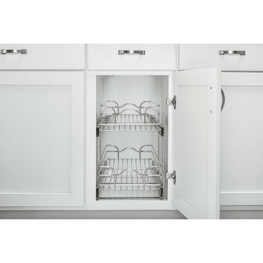8-3/4" 2-Tier Wire Pull-Out Basket with 22" Slides, Chrome Alt 12 - Image