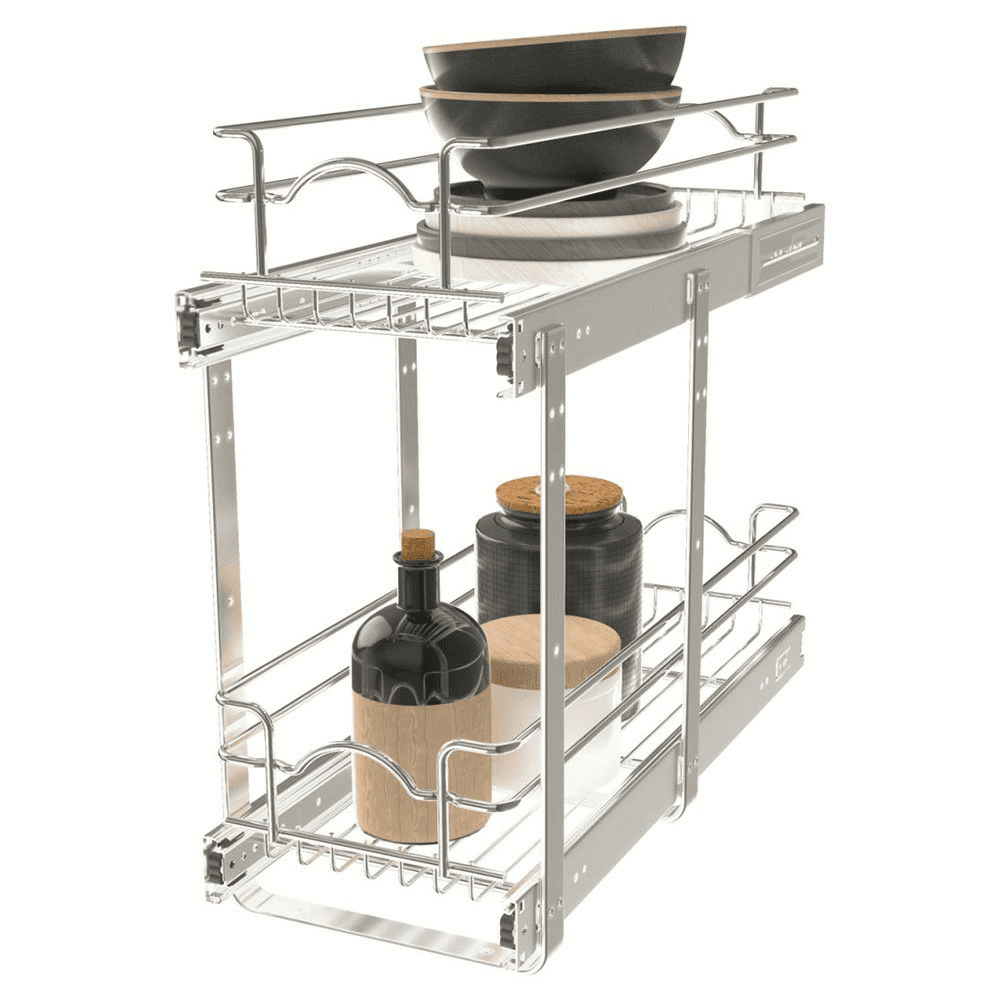 8-3/4" 2-Tier Wire Pull-Out Basket with 22" Slides, Chrome Alt 4 - Image