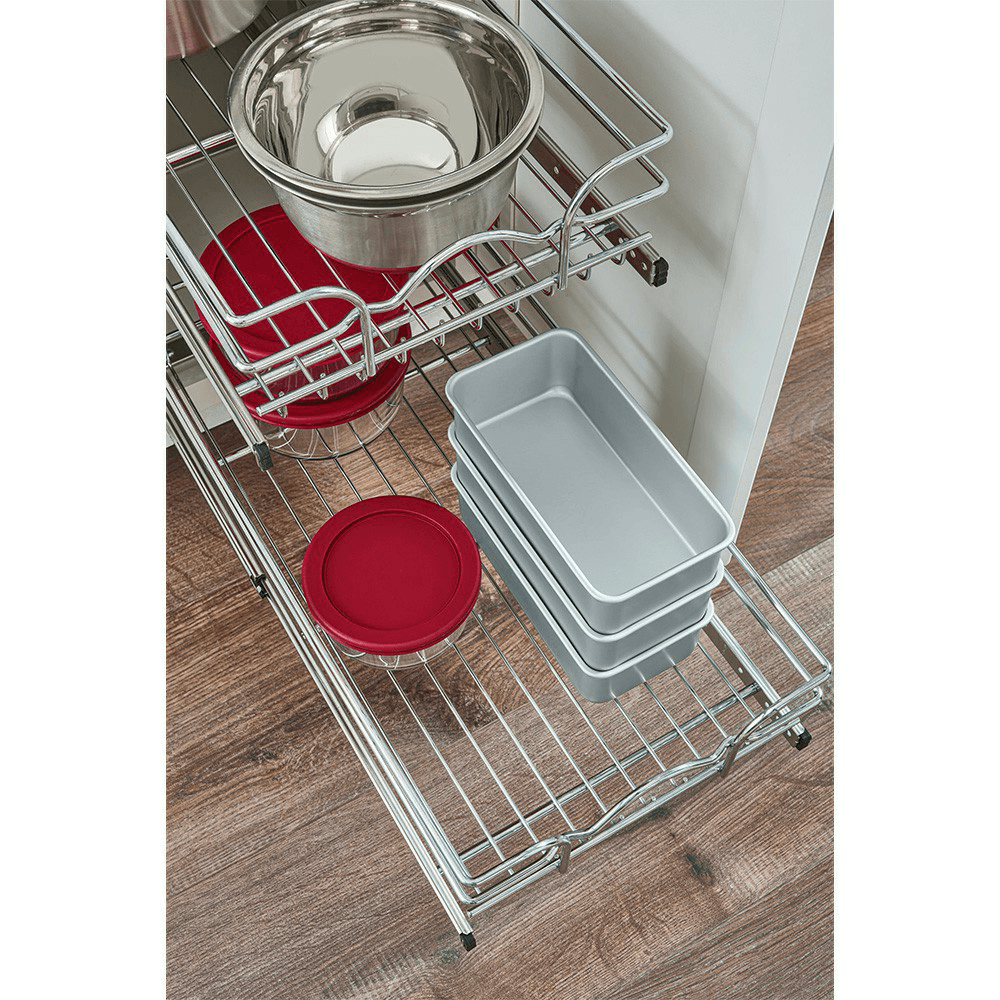 8-3/4" 2-Tier Wire Pull-Out Basket with 22" Slides, Chrome Alt 6 - Image