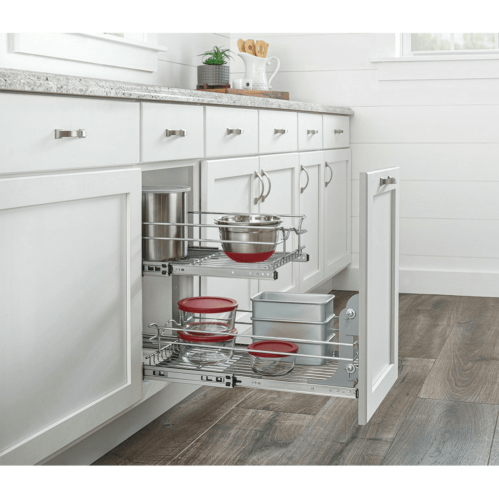8-3/4" 2-Tier Wire Pull-Out Basket with 22" Slides, Chrome Alt 8 - Image
