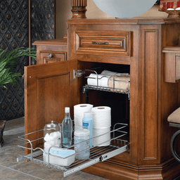 11-3/4" 2-Tier Double Pullout Wire Basket with 22" Slides, Chrome - Alt Image 3