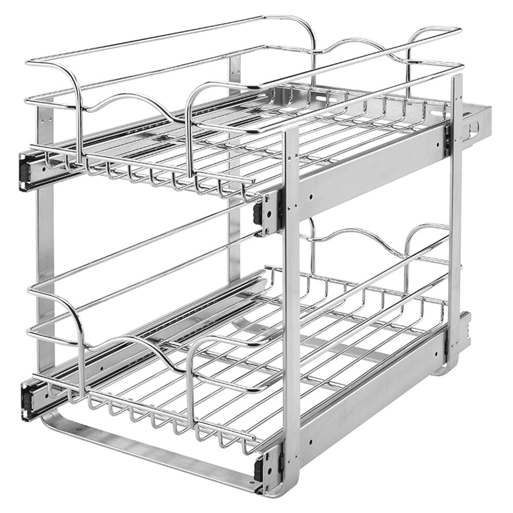 20-3/4" 2-Tier Double Pullout Wire Basket with 22" Slides, Chrome - Main Image