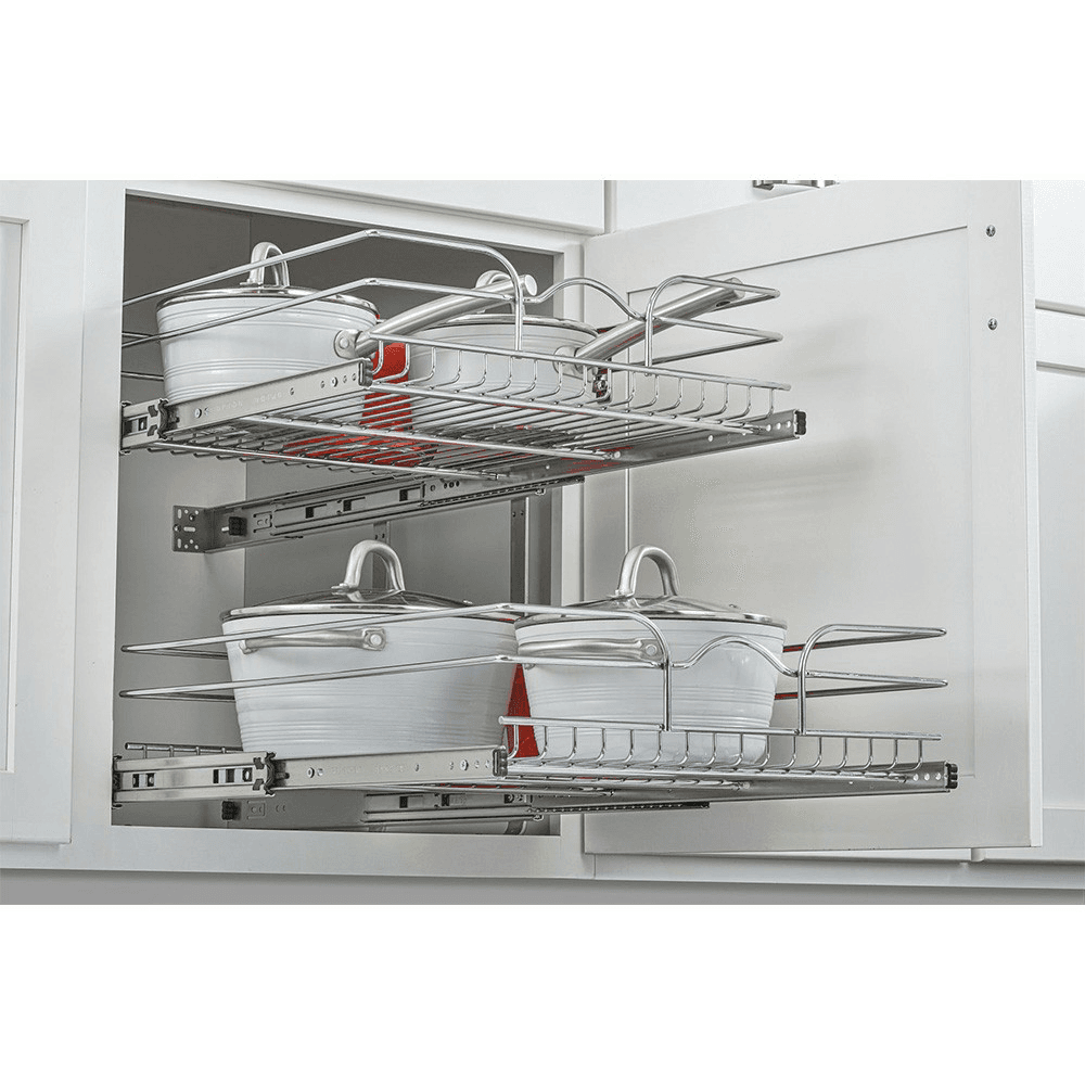 23-3/4" 2-Tier Wire Pull-Out Basket with 22" Slides, Chrome Alt 10 - Image