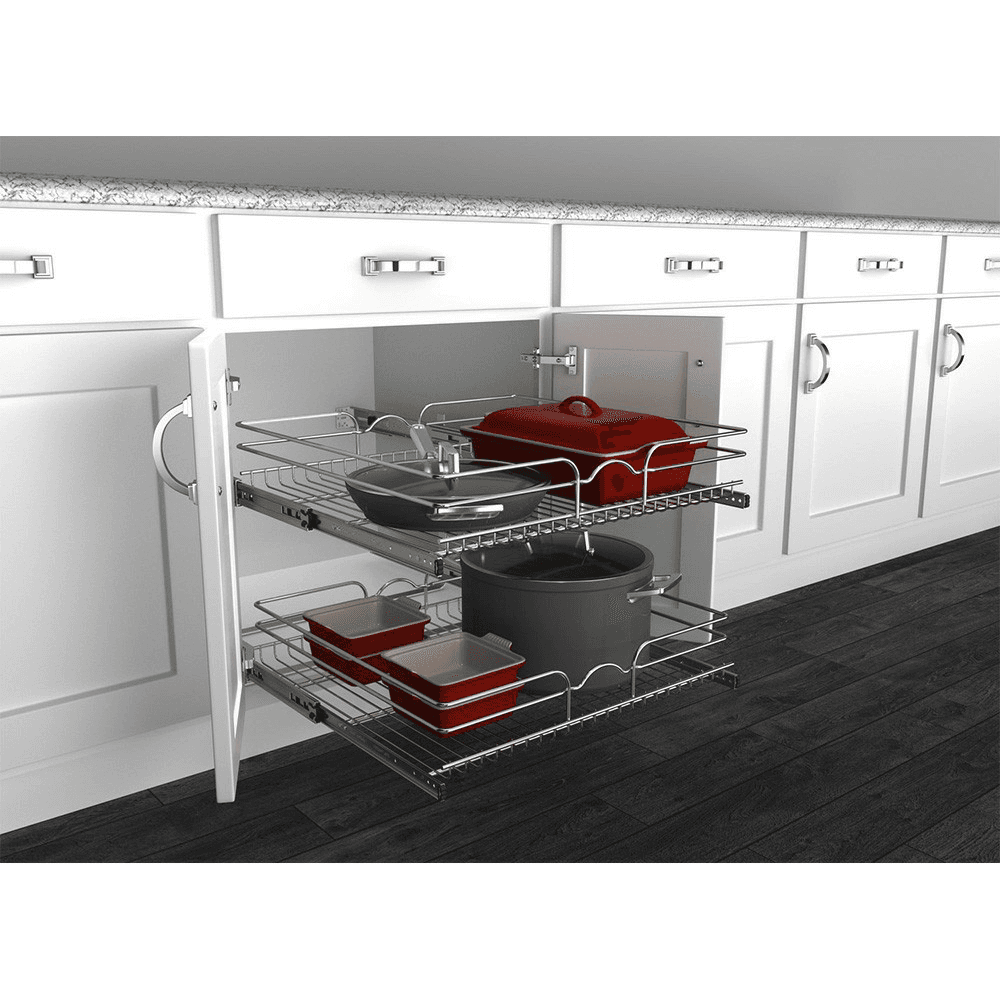 23-3/4" 2-Tier Wire Pull-Out Basket with 22" Slides, Chrome Alt 12 - Image