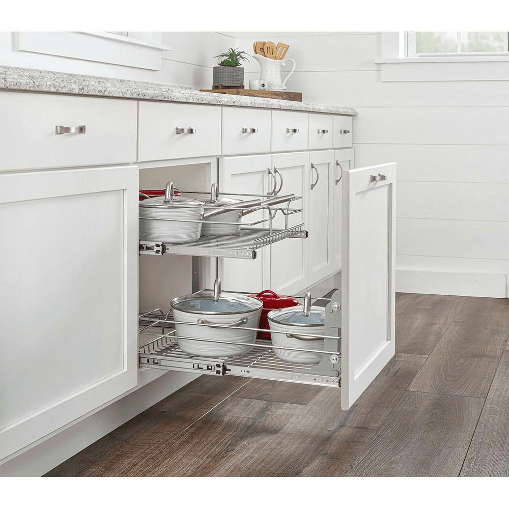 23-3/4" 2-Tier Wire Pull-Out Basket with 22" Slides, Chrome Alt 13 - Image