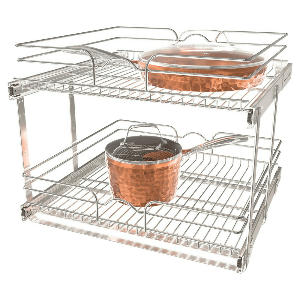 23-3/4" 2-Tier Wire Pull-Out Basket with 22" Slides, Chrome Alt 4 - Image