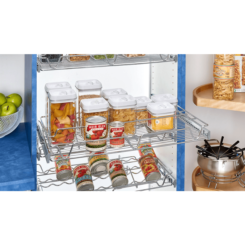 18" Pullout Pantry Container Organizer, Anodized Chrome - Alt Image 1