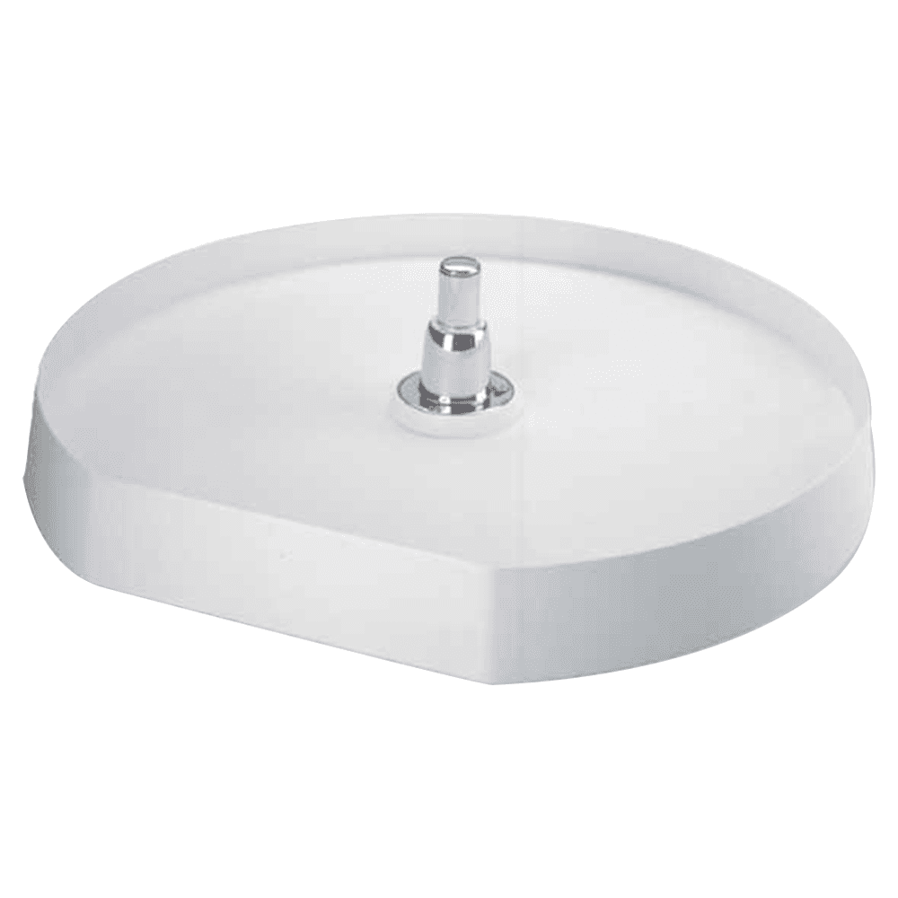 22" D-Shape 1 Tray Lazy Susan, White - Alt Image 1