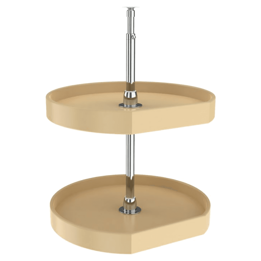 22" D-Shape 2 Tray Lazy Susan Set, Almond - Alt Image 1