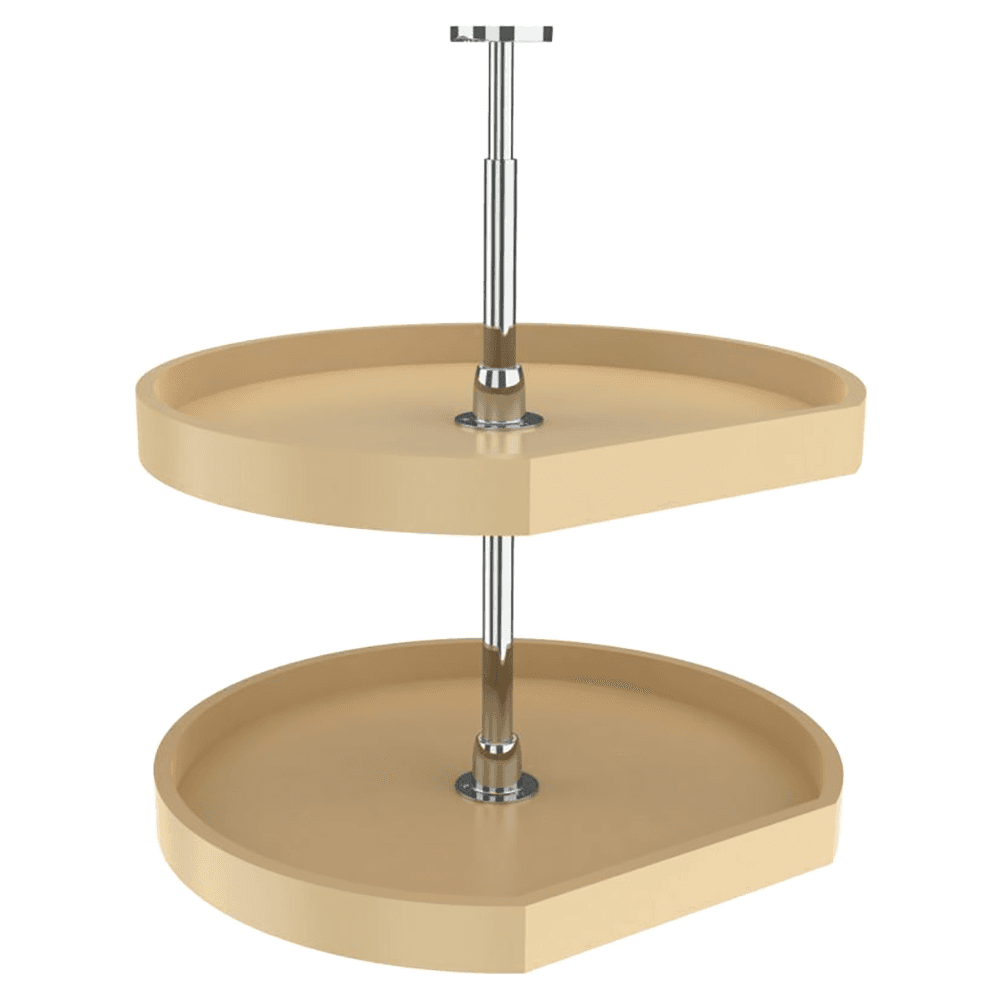 22" D-Shape 2 Tray Lazy Susan Set, Almond - Main Image