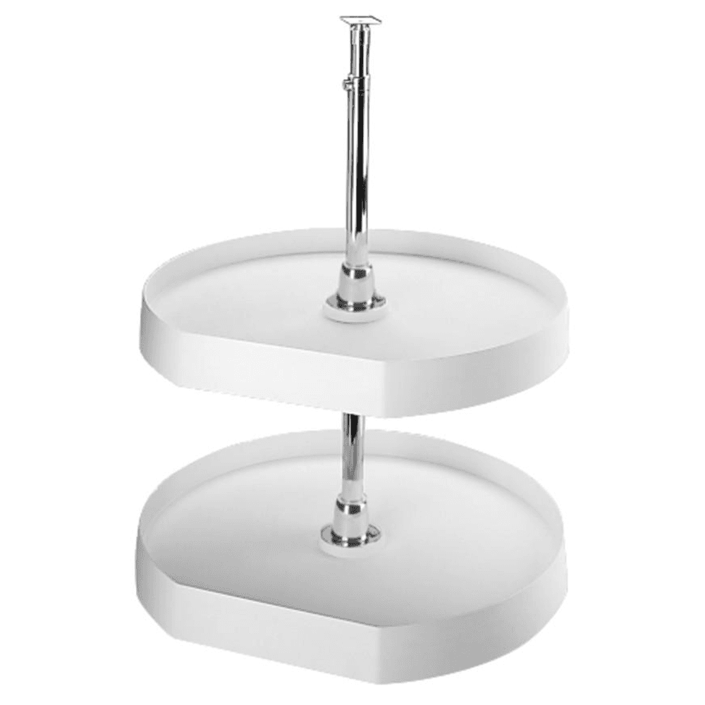22" D-Shape 2 Tray Lazy Susan, White - Main Image