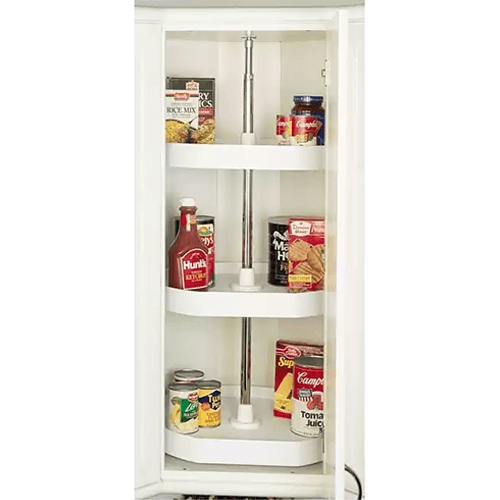 6273 20" D-Shape 3 Tray Lazy Susan, Almond - Alt Image 1