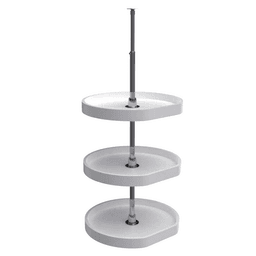 6273 20" D-Shape 3 Tray Lazy Susan, White - Main Image