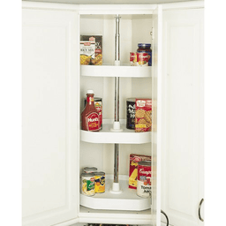 6273 20" D-Shape 3 Tray Lazy Susan, White - Alt Image 1