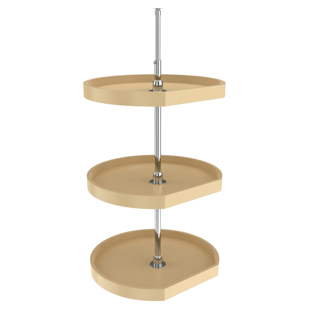 6272 22" D-Shape 3 Tray Lazy Susan, Almond - Main Image