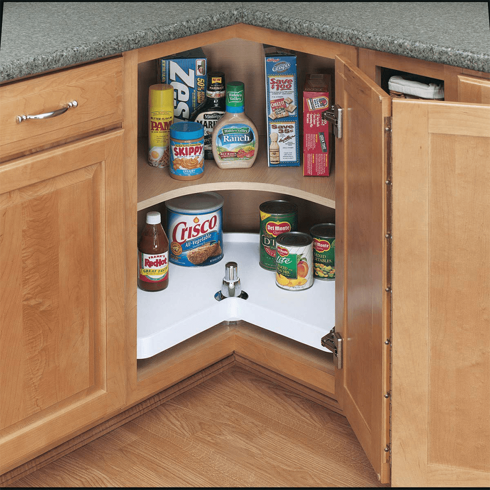 38" Kidney 1 Tray Lazy Susan, White - Alt Image 1