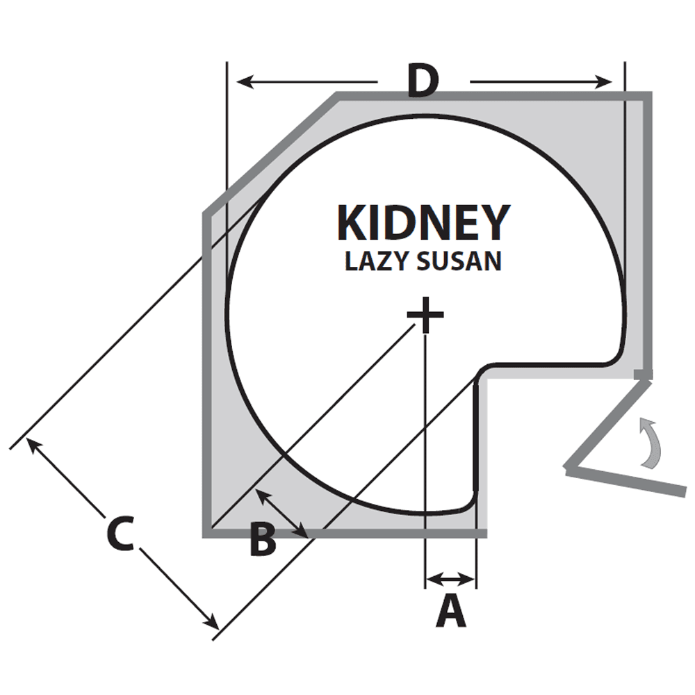 28" Kidney 2 Tray Lazy Susan, Almond, 26" - 32" Height - Alt Image 2