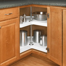 6472 28" Kidney 2 Tray Lazy Susan, White, Bulk Pack of 5 - Alt Image 1