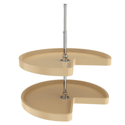 28" Kidney 2 Tray Lazy Susan, Almond, 26" - 32" Height - Main Image