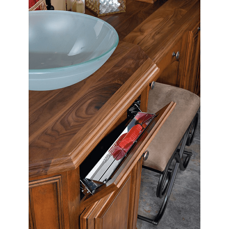25" Slim Line Stainless Steel Sink Tip-Out Tray with Hinge - Alt Image 1