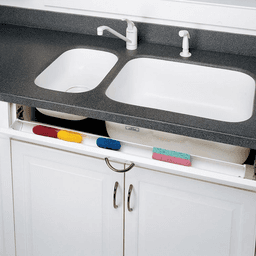 36" Slim Line White Sink Front Tip-Out Tray with 1-Pair Soft-Closing Hinges and End Cap - Alt Image 1