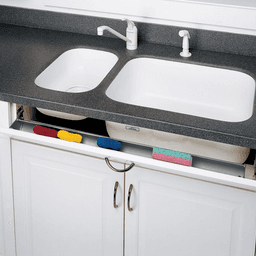 36" Slim Line White Sink Front Tip-Out Tray with 1-Pair Hinge & End Cap - Alt Image 1