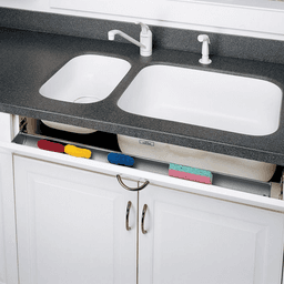 36" Slim Line White Sink Front Tip-Out Tray with 2-Pair Hinge End Cap - Alt Image 1