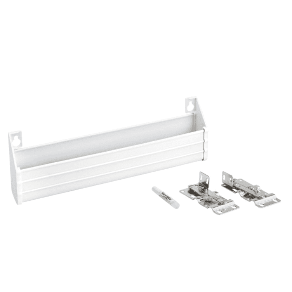 11" Slim Line White Sink Front Tip-Out Tray with 2-Pair Hinge Bulk (20 Trays) - Main Image
