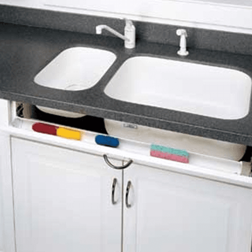 11" Slim Line White Sink Front Tip-Out Tray with 2-Pair Hinge Bulk (20 Trays) - Alt Image 1