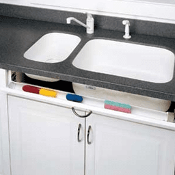 11" Slim Line White Sink Front Tip-Out Tray with 2-Pair Hinge Bulk (20 Trays) - Alt Image 1