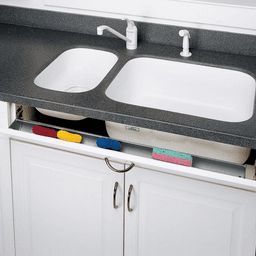 11" Slim Line White Sink Front Tip-Out Tray with 2-Pair Hinge - Alt Image 1