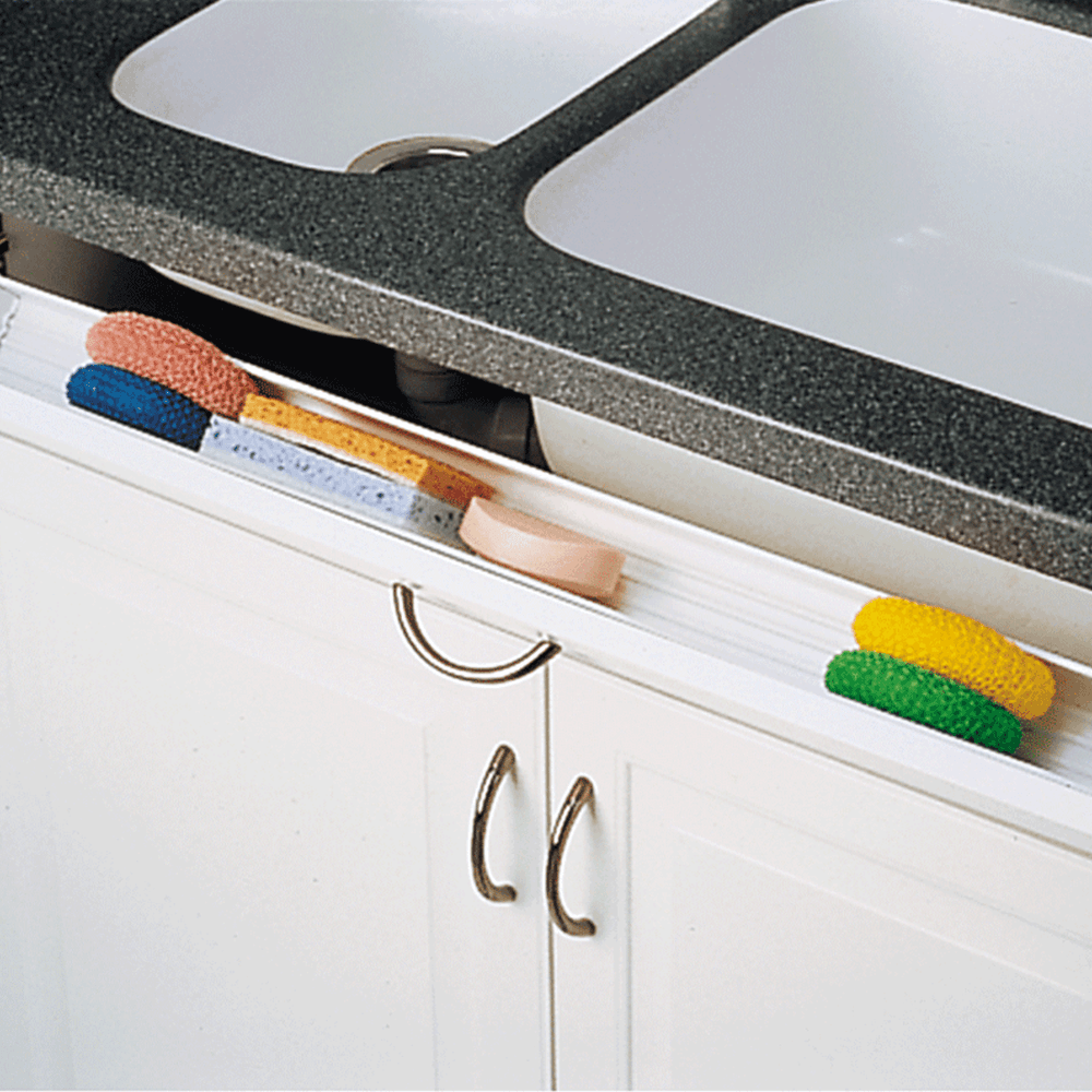 36" White Sink Front Tip-Out Tray with 2-Pair Hinges and End Cap - Alt Image 2