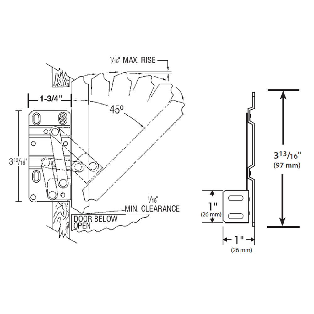 1" Metal Self-Holdin Hinges for Tip-Out Tray - Alt Image 2