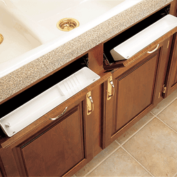 14" White Sink Front Tip-Out Tray Set with 2-Pair Hinges - Alt Image 2