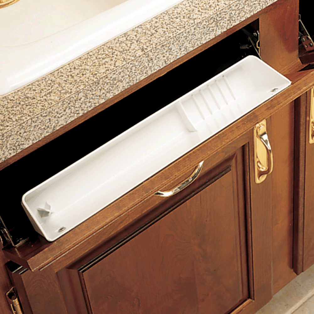 14" White Sink Front Accessory Tip-Out Tray - Alt Image 2