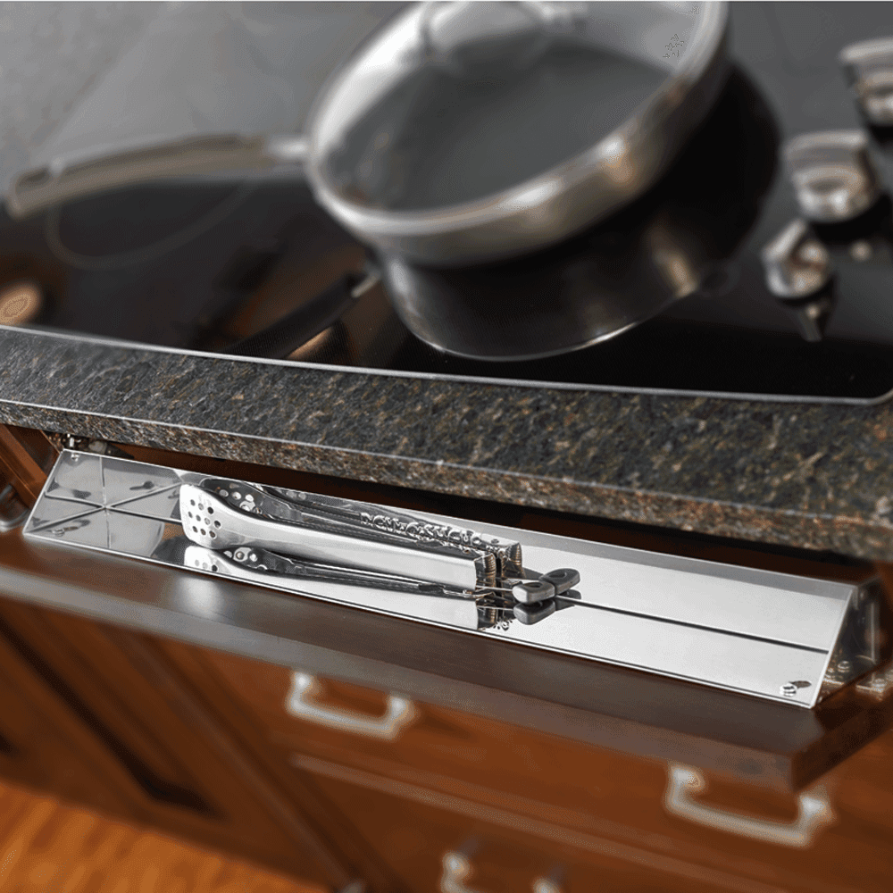 19" Stainless Steel Sink Front Tip-Out Tray with Tab Stops - Alt Image 2