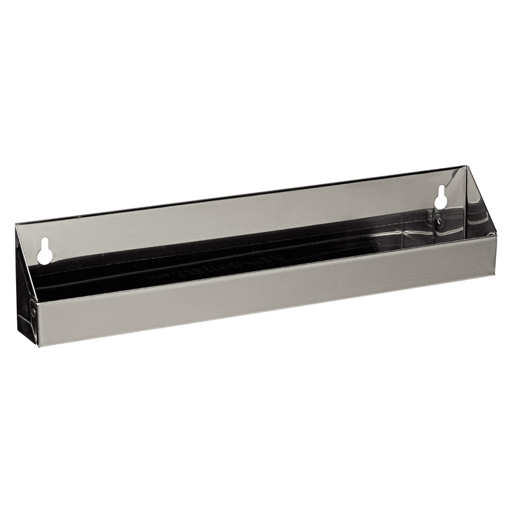 19" Stainless Steel Sink Front Tip-Out Tray with Tab Stops - Main Image