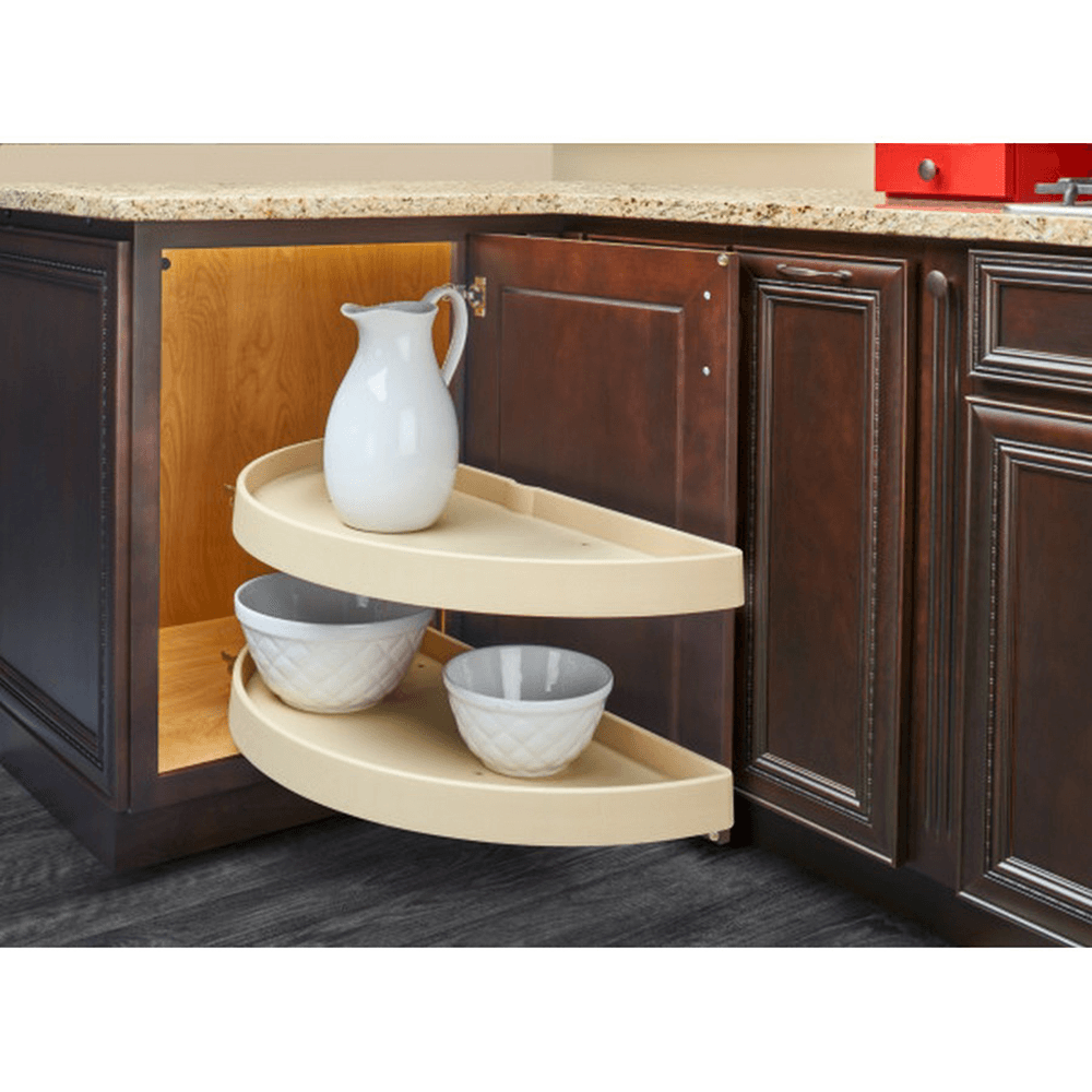 6842 33" Half-Moon 2 Tray Lazy Susan, Almond - Alt Image 1