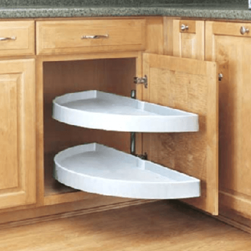 6862 33" Half-Moon 2 Tray Lazy Susan, White, Bulk (6 Sets) - Alt Image 1