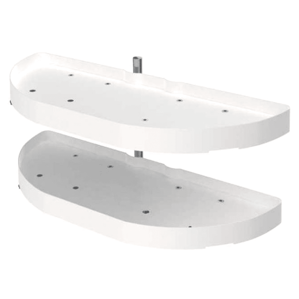 6882 31" Half-Moon 2 Tray Lazy Susan, White - Main Image