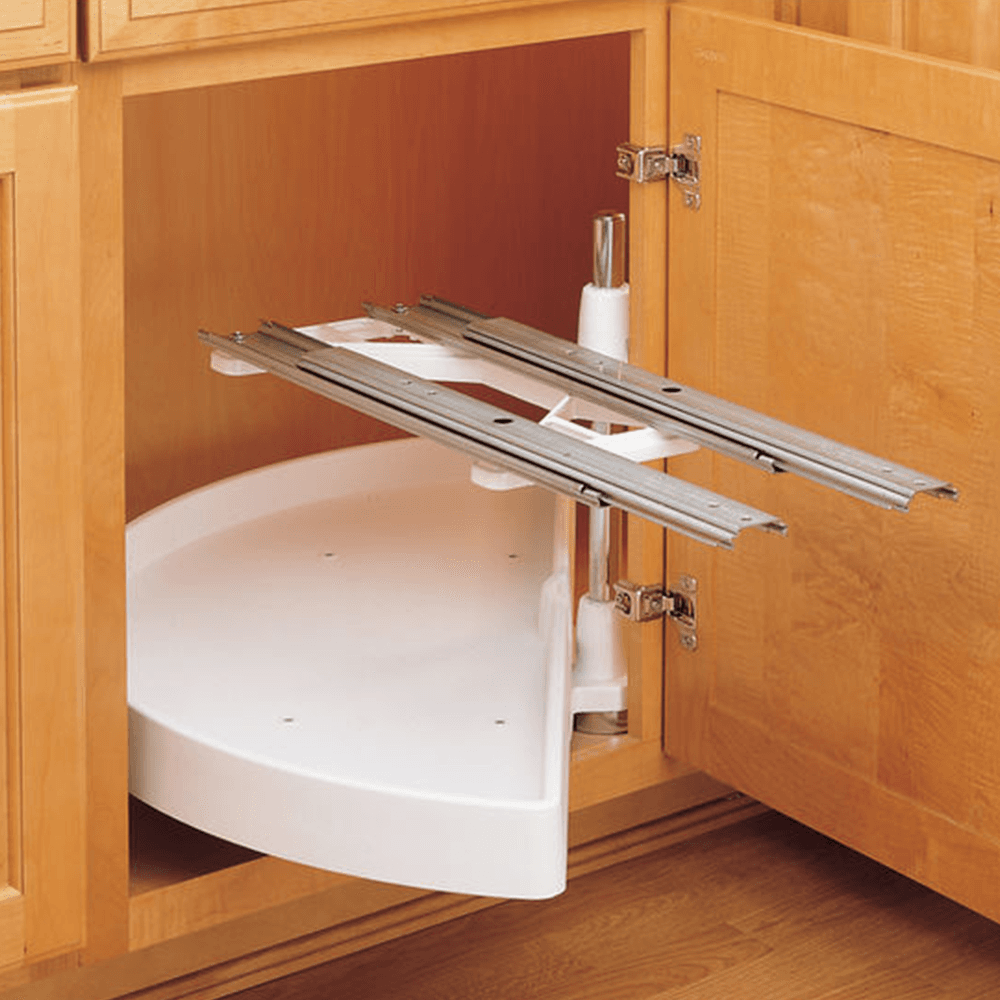 6882 31" Half-Moon 2 Tray Lazy Susan, White - Alt Image 1