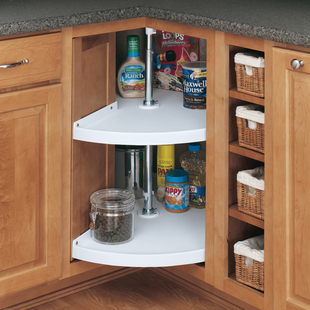 6942 24" Kidney 2 Tray Lazy Susan, White, Bulk (6 Sets) - Alt Image 2