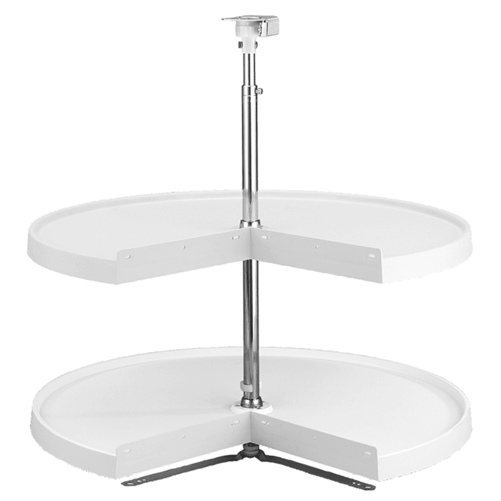 28" Pie Cut 2 Tray Lazy Susan, White - Main Image