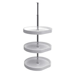 7013 20" D-Shape 3 Tray Lazy Susan, White - Main Image